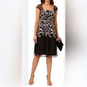 Adrianna Papell Black and White Floral Dress